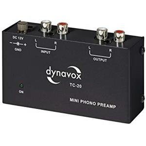 Dynavox TC-20 preamplificatore phono, custodia metallica compatta, per giradischi con sistemi a capsule MM, nero