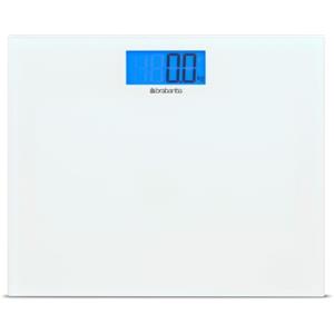 Brabantia Bathroom Scale Bilancia Pesapersone con Pile, Digitale, Bianco/Vetro