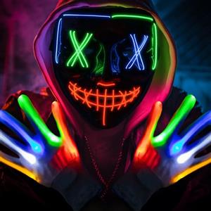 LuJasi Maschere di Halloween a LED Guanti per Costume da Uomo, Maschera LED Halloween 3 Modalità di Illuminazione, for Kids Cosplay Maskerade Party Carnevale Regalo Uomo Donna