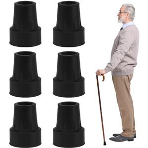 Xbessc 6 Pezzi Puntali in Gomma Antiscivolo 19mm Gommini per Stampelle Punte per Bastoni Ispessito Punta di Ricambio per Bastoni da Passeggio, Crutches e Bastoncini da Trekking, Nero