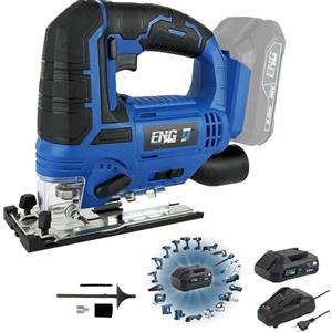 ENG PRO Seghetto Alternativo a batteria|Linea Professionale a Batteria ONE4ALL 20V |Profondità Taglio 80 mm Legno, 12 mm Alluminio, 5 mm Acciaio| Tagli Obliqui a 45°|1 Batteria 2.0Ah