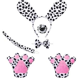 Hifot Costumi per Cagnolino per Adulti e Bambini, Fascia con Orecchie Cane Naso Finto Coda Guanti Papillon,Bassotto Costume Halloween Carnevale