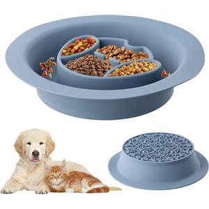 QINGZY Ciotola Anti Ingozzamento per Gatti e Cani, Ciotola in Silicone Lenta Alimentazione, Ciotole Anti-soffocamento per Cani, Rallentare il Cibo, Adatto per Animali di Piccola Media Taglia (Blu)