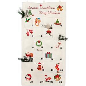 GEEKEO Calendario dell'Avvento da Riempire - GEEKEO Calendario Avvento Natale Casa con 24 Tasche Sacchetti Calendario dell'Avvento da parete appendere in tessuto Natale Decorazioni per porta feste