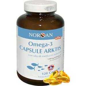 NORSAN Omega 3 Capsule Arktis 1x120 pz I Olio di fegato di merluzzo I 1.500 mg EPA DHA I Olio di pesce Omega 3 IFOS senza reflusso I Olio fegato di merluzzo capsule I Fish oil Omega 3 Olio di merluzzo