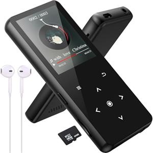 LIUWID 64GB Lettore MP3 Bluetooth 5.0, Lettore Musicale Suono Hi-Fi Altoparlante HD Integrato, Video, Registrazione Vocale, Radio FM, Supporto per Lettore di E-book Fino a 128GB (Nero)