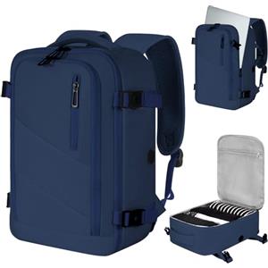 VOESLD Zaino 40x15x25 CM, Zaino da Viaggio Aereo Bagaglio a Mano Blu Scuro Porta PC Donna Uomo, Può essere Utilizzato Come Zaino Sportivo, il Tempo Libero
