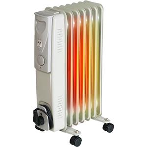 BROLLUX Termosifone a olio elettrico 1500W Radiatore a olio Riscaldatore elettrico 7 elementi Radiatore elettrico mobile Stufa elettrica Termostato Riscaldatore a olio