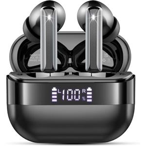 Motost Cuffie Bluetooth 5.4, Auricolari Bluetooth con 3D Bass Hifi Stereo, 48 Ore Cuffie Wireless 4 ENC Mics Cancellazione Rumore, Cuffiette Bluetooth IP7 Impermeabile Cuffie Senza Fili con LED Display USB-C