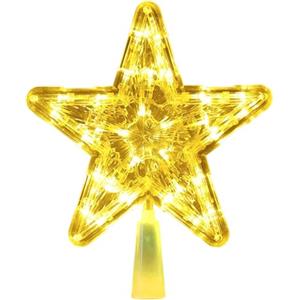 YUYWWAN Stella Albero di Natale, 23cm Puntale per Albero di Natalizia a Forma di Stellas, LED Punta Albero di Natale Per Decorazione Interno ed Esterno Christmas Tree Festival Feste（Batterie Non Incluse）