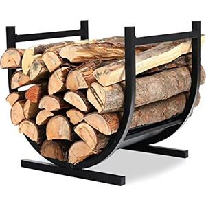 Froadp 44x37x40cm Cestini Portalegna Scaffale per Legna da Ardere Stoccaggio in Metallo per Tronchi Impilati Aiuto Cesto Porta da Camino Cestini Rack Nero Supporto per Interni e Esterni