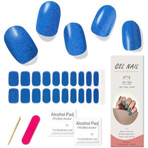 Boloshine Strisce per Smalto Gel Adesivo Unghie UV, 20Pcs Glitter Smalto Adesivi Unghie Copertura Completa Semi-indurito, Autoadesiva Gel Nail Stickers UV (Cielo Blu dell'alba)