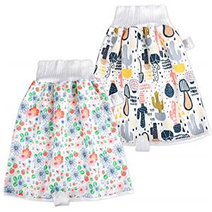 FLYISH DIRECT 2 Pezzi Pantaloni da Allenamento per Bambini Pantaloni da Pannolino assonnato Pantaloni da apprendimento Pull-up per urina Tessuto di Cotone con Vita Alta, M(1-4T), 1-4 Anni