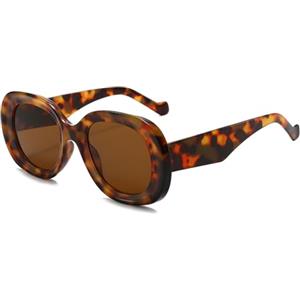 YAMEIZE Occhiali da Sole Rotondo Grandi Donna Moda Vintage Classici Ovale Oversizes Montatura Occhiali da Sole UV400 Protezione