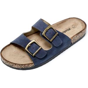 JOMIX Ciabatte Uomo Estive Cuoio Sandali Mare con Fibbia Pantofole Pelle Casa Spiaggia Comode SU8042-S3 (Blu, 43)