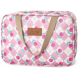 wordmouk Beauty Case da Viaggio Borsa da Toilette Donna Trousse Trucchi Grande Portatile Impermeabile Accessori da Viaggio Astuccio Trucco Organizer per Cosmetici per Donne e Ragazze, Tulipano Rosa