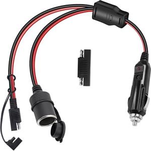 GELRHONR Cavo di prolunga per accendisigari, da 12 V a spina per accendisigari SAE, a sgancio rapido, cavo di ricarica della batteria con luce a LED, fusibile da 16 AWG, 15 A, per pompa pneumatici,