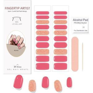 Boloshine 20 Pezzi Strisce per Smalto Gel per Unghie Semi-indurito, Francese Unghie Adesivi Decalcomanie Autoadesive, Lunga Durata Sticker Unghie per Donne Ragazze - Ciambella Rosa
