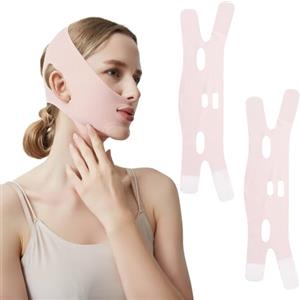 Scettar 2 Pezzi Doppio Mento Maschera Viso Lifting V, Fascia per Il Lifting del Viso, Il Viso per Facciale a Forma di V per Viso Rassodante, Anti-Rughe Fascia Doppio Mento Donna (A)