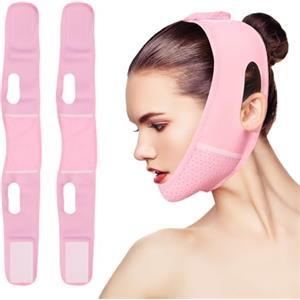 Scettar 2 Pezzi Doppio Mento Maschera Viso Lifting V, Fascia per Il Lifting del Viso, Il Viso per Facciale a Forma di V per Viso Rassodante, Anti-Rughe Fascia Doppio Mento Donna（B）