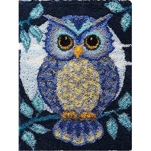 YOOTOM Tappeto Annodare Fai Da Te, Set di Tappeti da Ricamo, Cuscini Decorativi fai-da-te, Gufo Modello Prestampato, 50x38cm