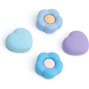 GeekShare Joycon - Tappi per manopole in silicone, compatibili con Nintendo Switch / OLED / Lite, 4 pezzi, cuore e fiore (blu viola), blu e viola