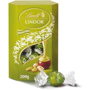 Lindt Lindor Praline di Cioccolato al Latte con Ripieno Pistacchio, 16 Cioccolatini al Pistacchio, Confezione da 200g