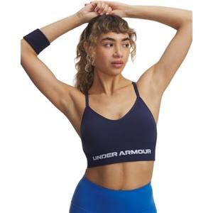 Under Armour Donna Vanish Seamless Low Bra, Reggiseno Sportivo a Basso Impatto per Allenamento, Yoga e Pilates, Top Sportivo da Palestra con Coppe Rimovibili,Washed Navy/White,LG