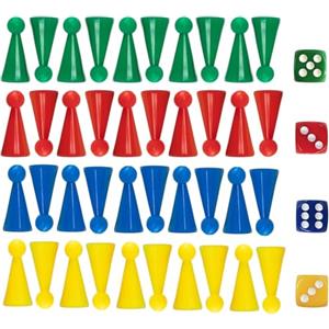 HUAZIZ 40 Pezzi Coni di Calco in 4 Colori, Base Ø 13 mm, Altezza 25 mm + 4 Pezzi Dadi da Gioco 12mm, 4 Colori