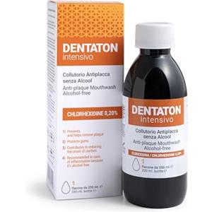 Ghimas DENTATON 0,20% INTENSIVO - COLLUTTORIO CLOREXIDINA 0,20%, ANTIPLACCA, RIDUCE L'INSORGENZA DELLE CARIE, GARANTISCE GENGIVE SANE, SAPORE DOLCE DI MALVA, 200 ML.