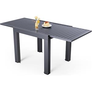JUMMICO Tavolo da Giardino, Allungabile, Garden Table, in Alluminio, Tavolino da Balcone, Tavolo da Pranzo, da Esterno, Gambe Regolabili, 80 x 160 cm, Grigio Cioccolato