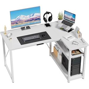 JUMMICO Scrivania Angolare a L 120x80 cm per Computer con Ripiani e Divisori - Compatta per Studio, Lavoro e Gaming, Ideale per Camera da Letto e Ufficio - Design Moderno e Salvaspazio