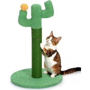Happy & Polly Tiragraffi per Gatti Cactus 50 cm - Resistente All'usura in Corda di Juta Naturale - per Gatti Piccoli e Adulti da Interno - Verde