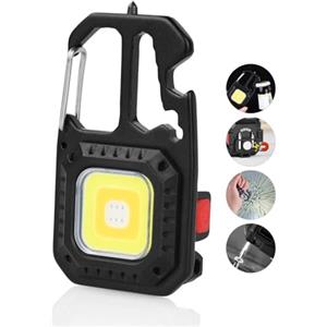 URAQT Mini Torcia Elettrica a LED, 7 Modalità Mini Torcia Portachiavi, Luce Magnetico Multifunzione, 800 Lumen, Impermeabile, con Apribottiglie, Martello rompivetro, Cacciavite, Base Magnetica