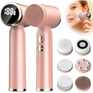 SUNOYA Spazzola elettrica per la pulizia del viso, 6 in 1, pulizia profonda e peeling, spazzola impermeabile elettrica con rotazione a 3 livelli, ricaricabile, IPX6 per tutti i tipi di pelle