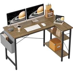 BEXEVUE Scrivania a forma di L, da 120 x 70 cm, tavolo da gioco angolare reversibile per PC, studio, lavoro, casa, camera da letto, di colore grigio