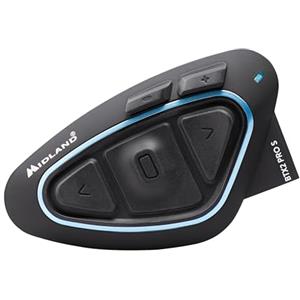 Midland - Interfono Moto Bluetooth BTX2 Pro S Singolo, Auricolari Casco Impermeabili IPX6, Doppio Processore BT, 800 m, 4 Coppie, Batteria 23H, Cancellazione Rumore, Audio Hi-Fi, Universal Intercom