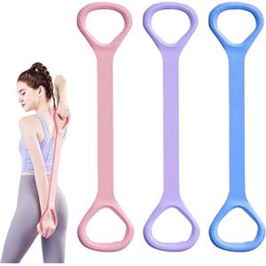 zorvixal 3 Pezzi Fasce di Resistenza a Forma di Uno 8, 45cm Fascia Elastica Esercizi Stretching Uomini Donne,Corda Trazioni Fasce Tensione,Corda Elastica per Fisioterapia,per Esercizi Finti,Ginnastica,Pilates