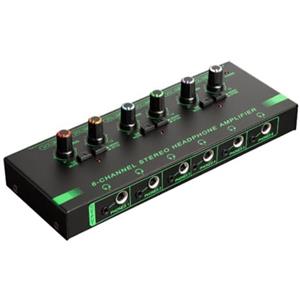 Pqahffowr 6 Canali Mini Amplificatore Cuffie HA400 Amplificatore Audio Stereo Ultra-Compatto Amplificatore Auricolare per la Musica