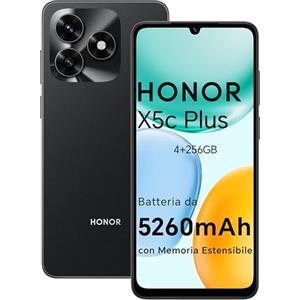 HONOR X5c Plus Smartphone, 4GB+256GB telefono con Display 6,74 pollici 90 Hz, 5260 mAh, Fotocamera 50+14MP, Octa-core cellulare impronta digitale e riconoscimento facciale, Android 15, Midnight Black