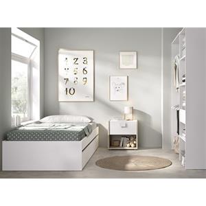 DEKIT GRUPO RIMOBEL LAGO PACK - Set letto a castello con due cassetti, comodino e armadio guardaroba - BIANCO