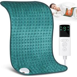 POWZOO Termoforo Elettrico,30 x 60 cm Termoforo Lombare,con 9 Livelli di Temperatura e 4 Impostazioni del Timer,Lavabile in Lavatrice,Termoforo Cervicale e Spalle,Regalo Perfetto per la Tua Famiglia.