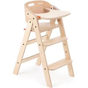 Mamatoyz 10MYCNAT MyChair Legno Seggiolone Montessori Evolutivo per Bambini in Legno Naturale per la Pappa, Vassoio Estraibile, 3 Gradini, Altezza Regolabile in 5 Punti, Richiudibile