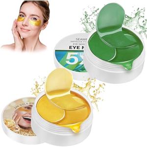 Turiueba 120PCS Pach Occhi per Borse e Occhiaie Patch Coreani Eye Mask Migliori Sgonfia Donna Uomo Scure Anti Aging Under Augenpads Cerotti 24K Gold + Alga Patch Rimuovi Puffiness Rassoda la Pelle Degli Occhi