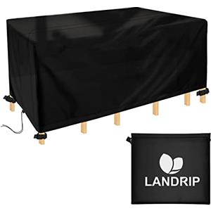 Landrip Copertura per Tavolo, Copertura per Mobili da Esterno 420D Oxford Telo Copri per Mobili Giardino Impermeabile Telo Tavolo, Rettangolare (213x132x72CM)