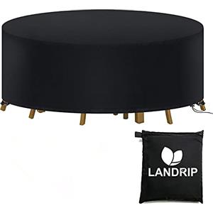 Landrip Copertura per Mobili da Giardino Rotonda, Impermeabile da Giardino Copertura da Tavolo Circolare da Esterno 420D Oxford (Ø190x80CM)