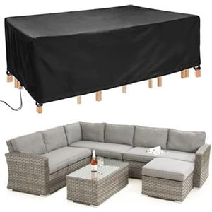 Landrip Copertura per Mobili da Esterno, Grande Copertura per Tavolo 420D Oxford Impermeabili Copertura per Tavolo, Anti-UV, Rettangolare (280x204x90cm)