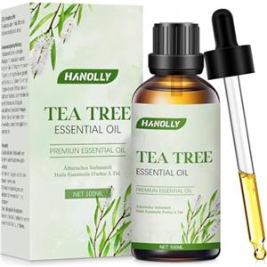 HANOLLY Olio Essenziale Tea Tree Oil 100ml, Oli Essenziali per Diffusori Albero del tè Naturali, Profumati di Aromaterapia Olio per Massaggio Corpo, Candele Fai da Te, Diffusore, SPA, Bagno