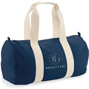 BEAUTYLEI | Borsone da viaggio 100% cotone riciclato lavabile palestra uomo donna mare spiaggia piscina, borsa unisex sportiva, basket, calcio, danza (French Navy)