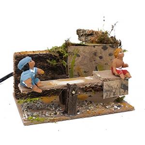 Joy Christmas Pastore per Presepe in Movimento 14 cm x 9 Bambini su Dondolo 48700